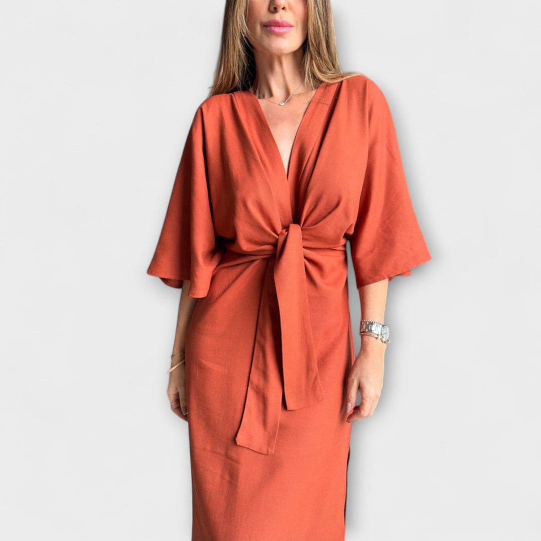 Holly - Casual jurk met V-hals en strik