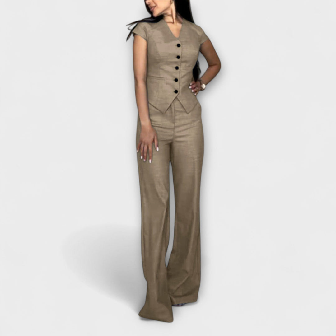 Ivy - Stijlvolle V-hals top en broek set