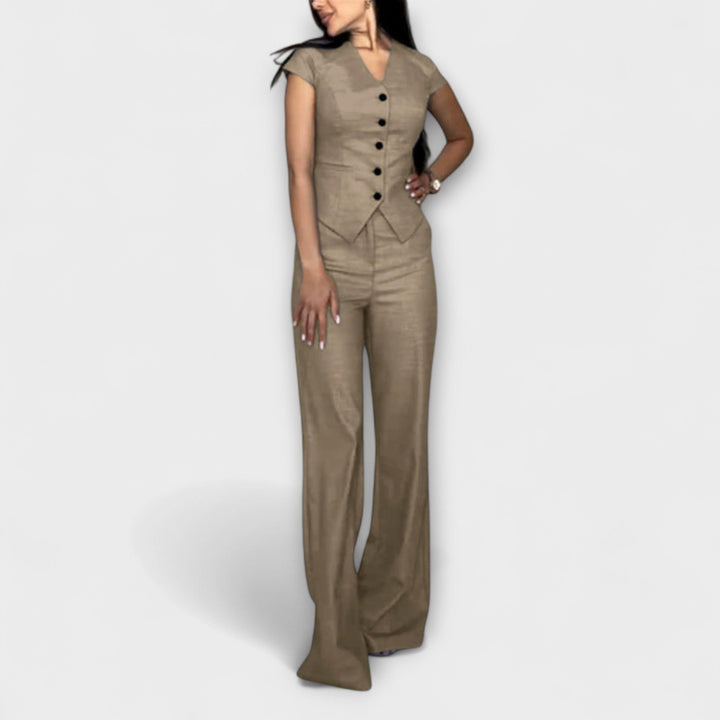 Ivy - Stijlvolle V-hals top en broek set