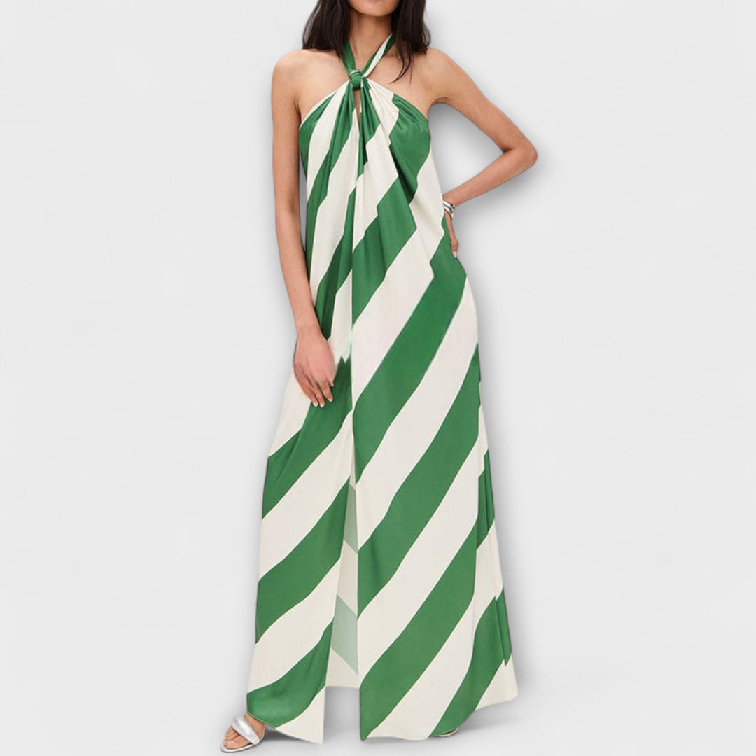 Marlowe - Gestreept Halter Rugvrije Maxikleed