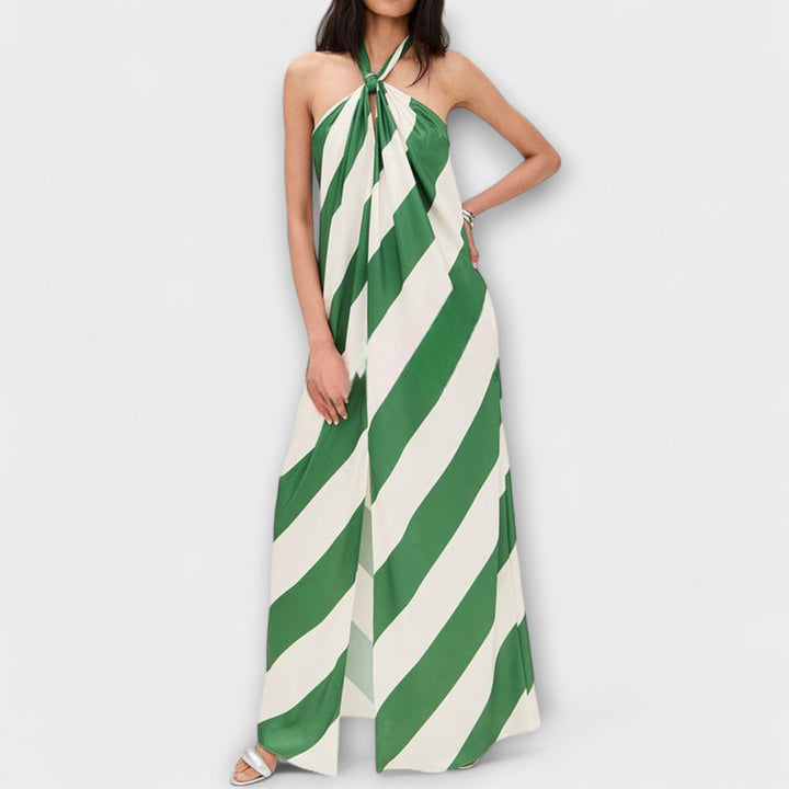 Marlowe - Gestreept Halter Rugvrije Maxikleed