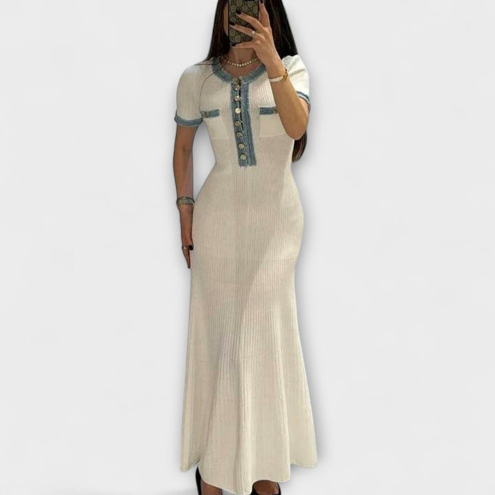 Alecia - Gestructureerde Maxi-jurk