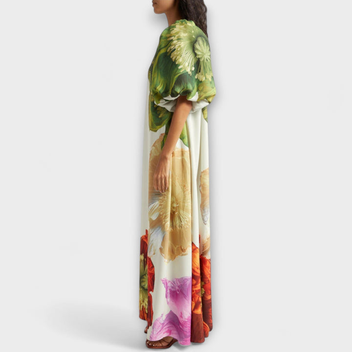 Melody - Asymmetrisch Floral-Maxikleid