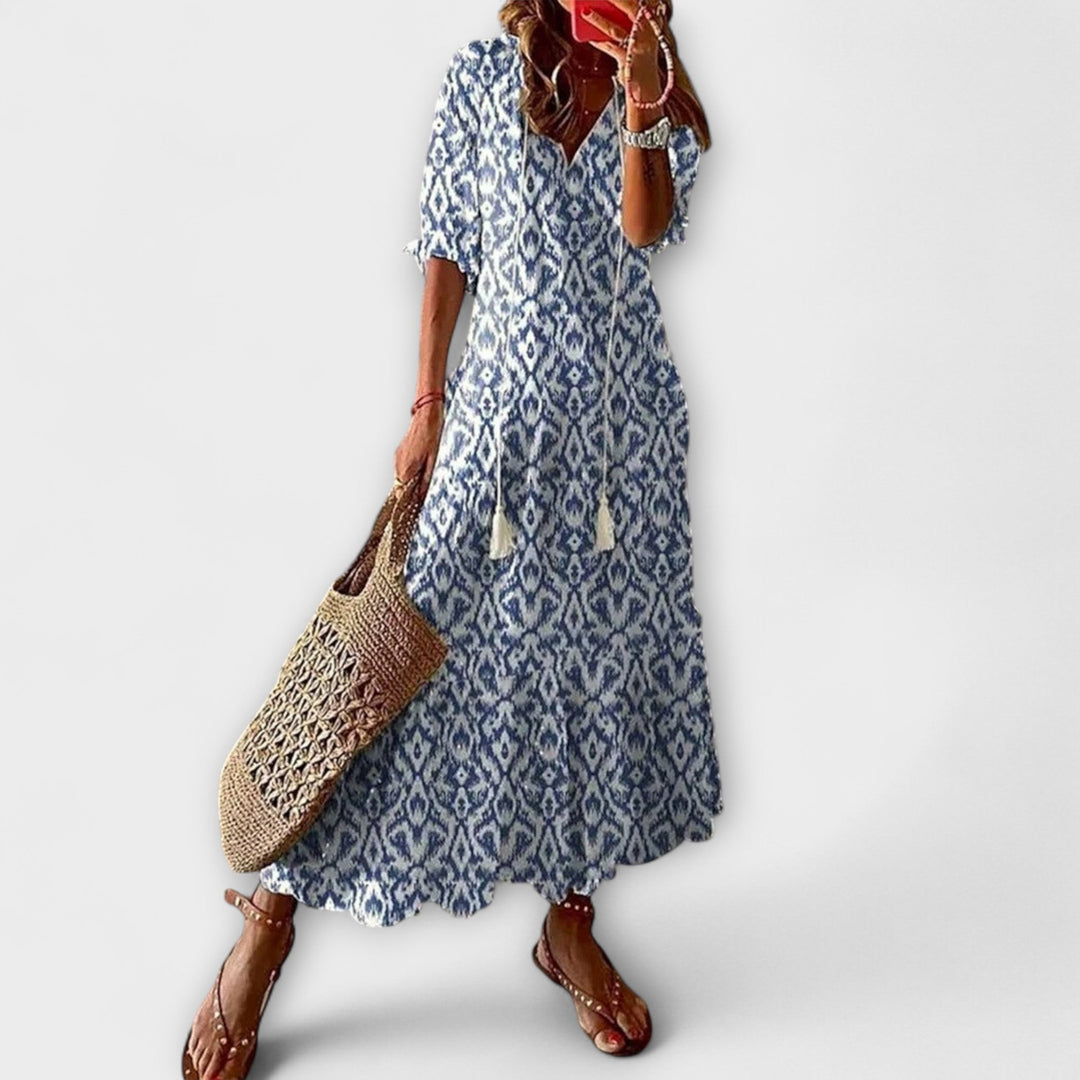 Anna – Dames Bohemian Zomerjurk met Vloeiende Silhouet