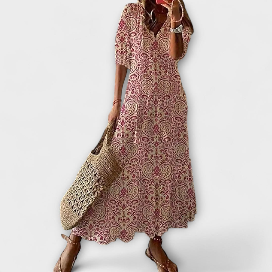 Anna – Dames Bohemian Zomerjurk met Vloeiende Silhouet