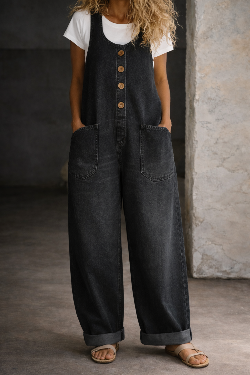 Sara - Vintage Gewassen Katoenen Jumpsuit