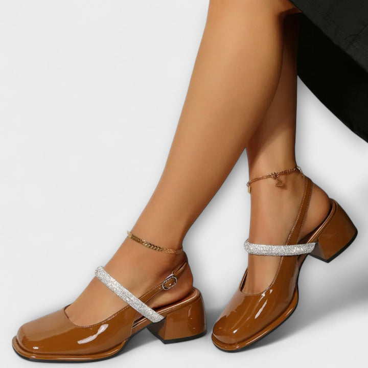 Celandra - Mary Janes met Glittersbanden en Blokhak
