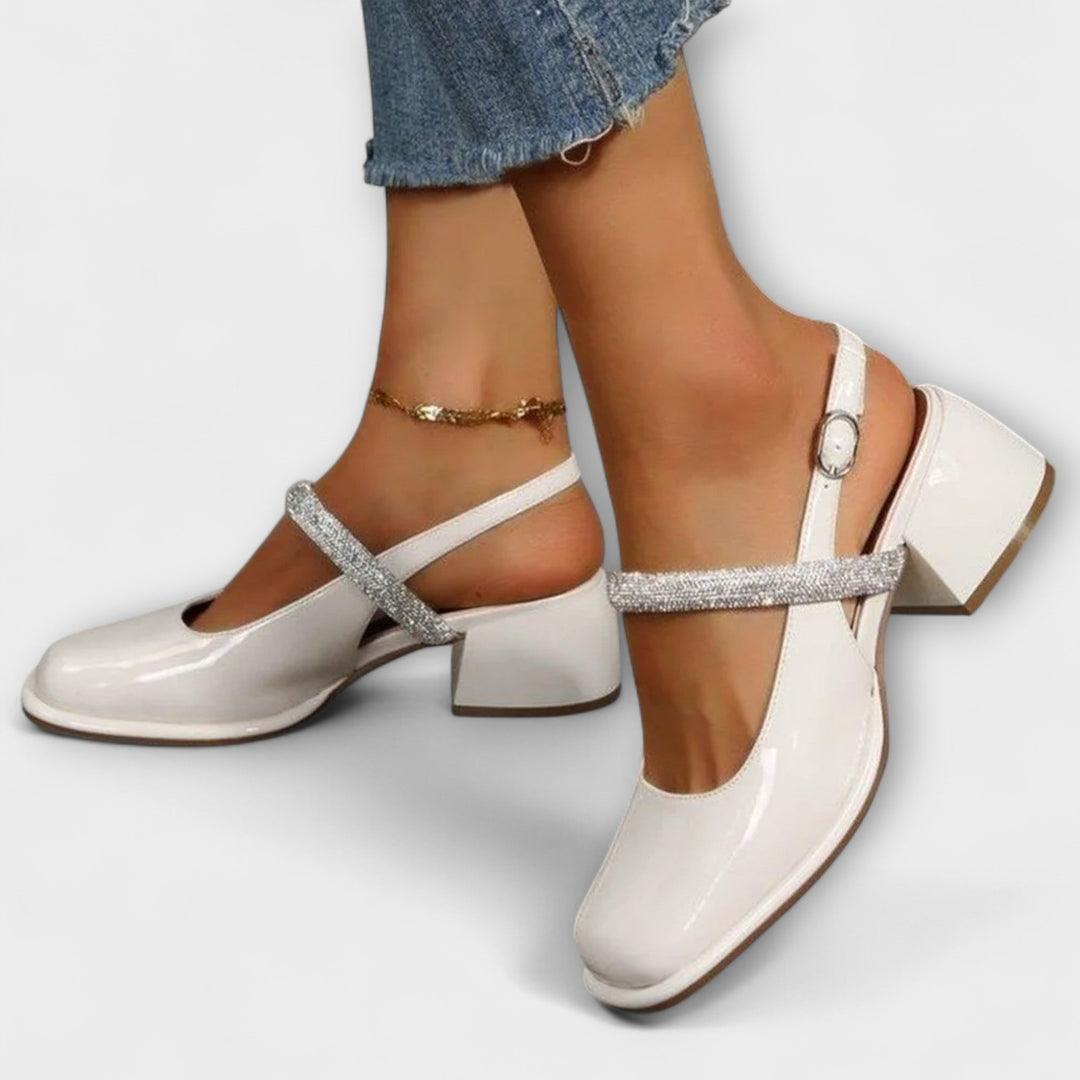 Celandra - Mary Janes met Glittersbanden en Blokhak