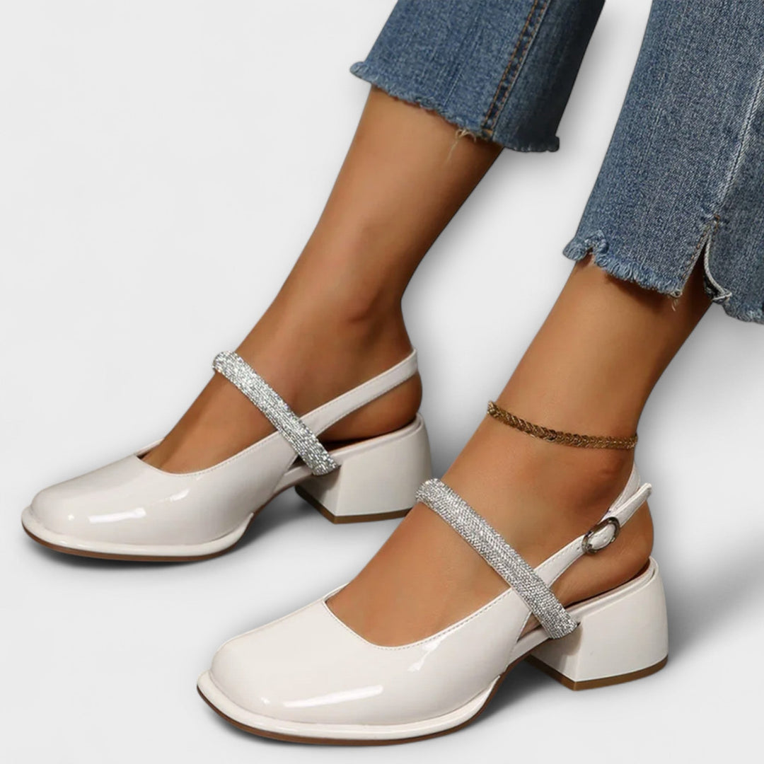 Celandra - Mary Janes met Glittersbanden en Blokhak