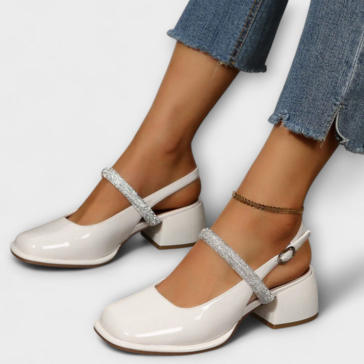Celandra - Mary Janes met Glittersbanden en Blokhak