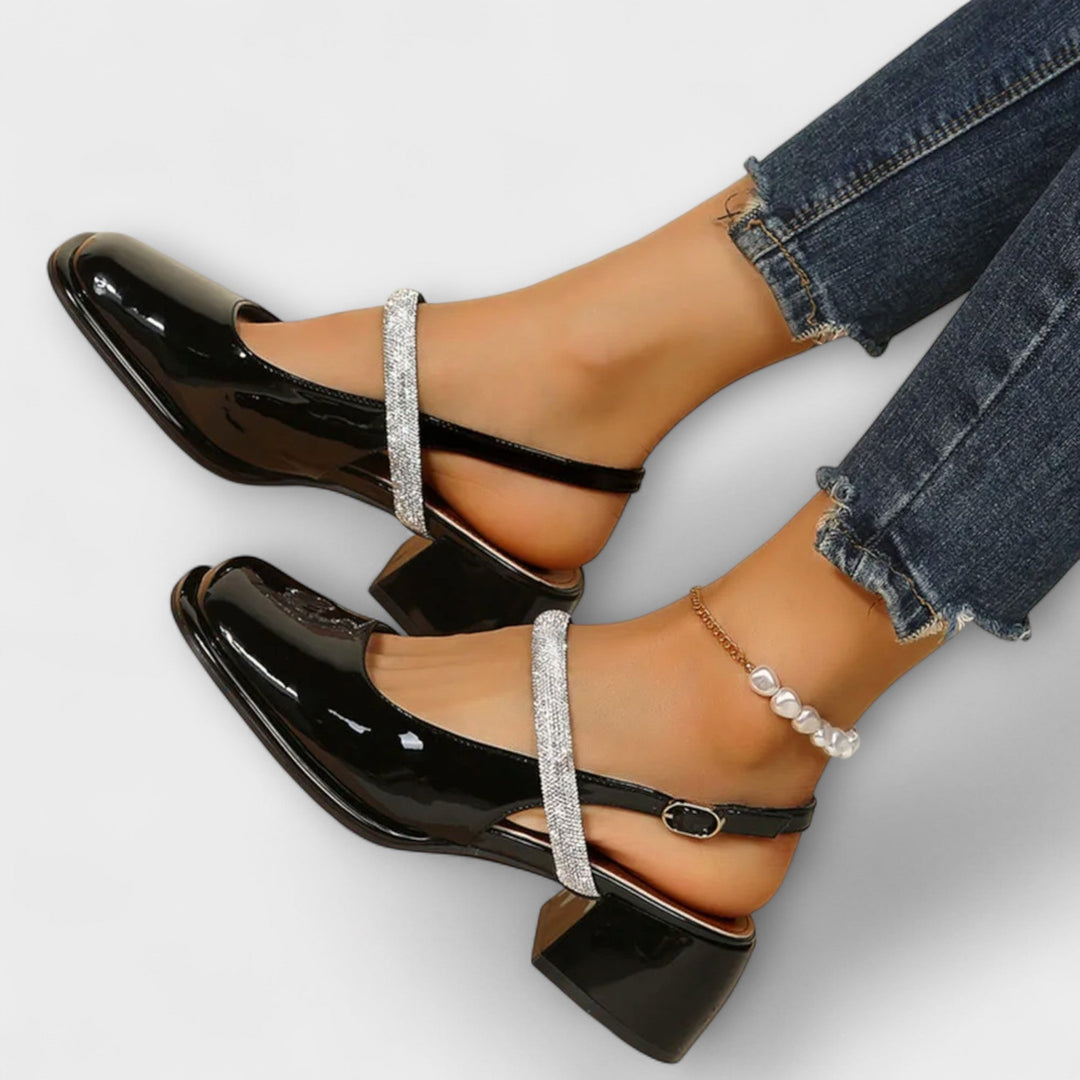 Celandra - Mary Janes met Glittersbanden en Blokhak