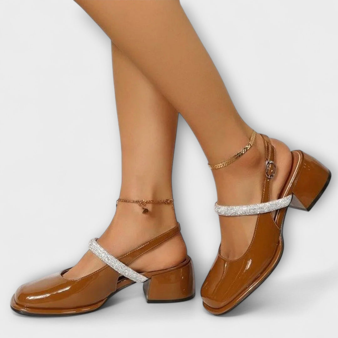 Celandra - Mary Janes met Glittersbanden en Blokhak