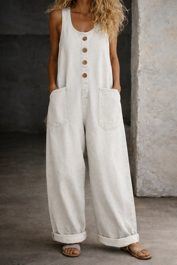 Sara - Vintage Gewassen Katoenen Jumpsuit