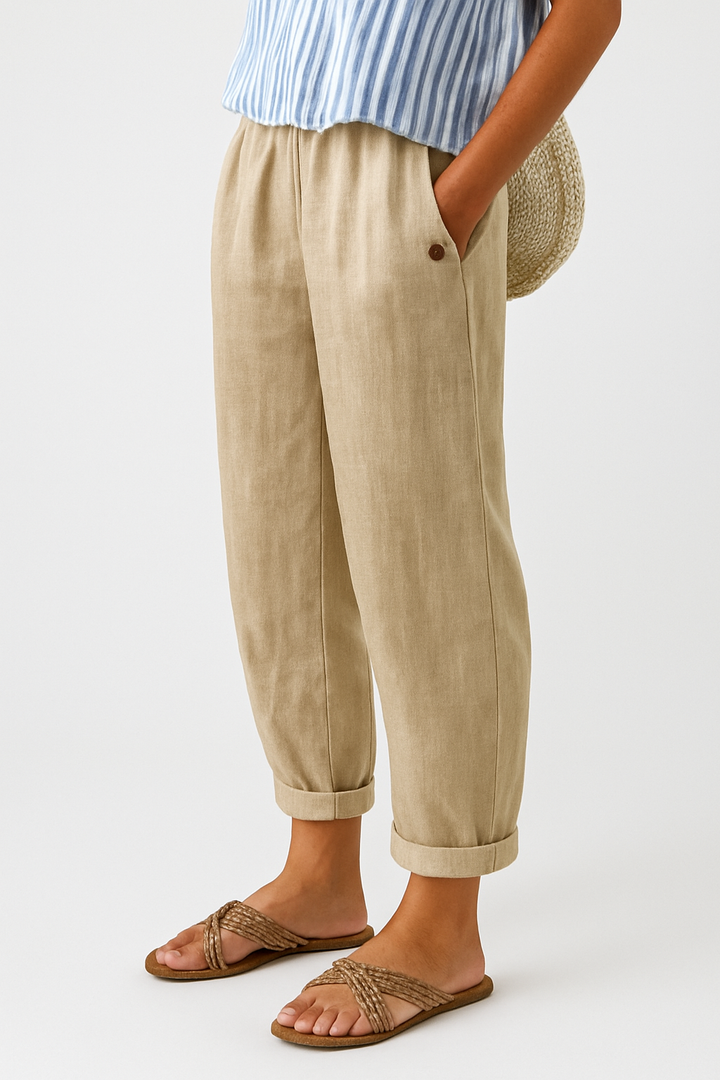 Rae | Linnen broek met rechte pijpen en zijzakken voor dames