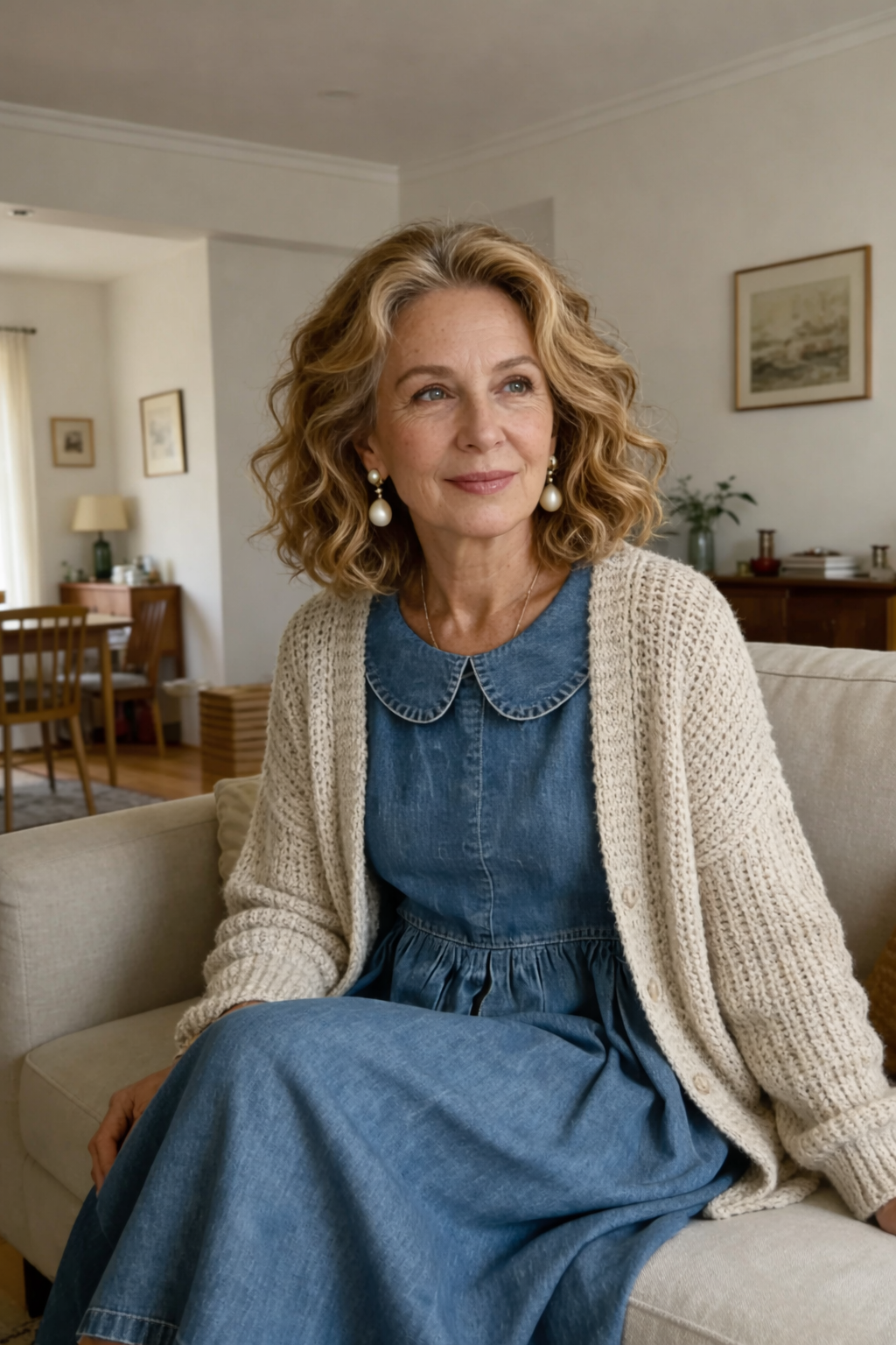 Leonor - Denim Jurk met Peter Pan Kraag