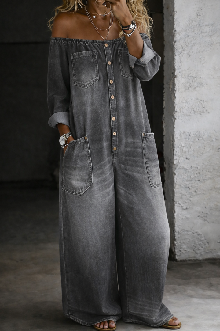Helena - Lange Mouwen Jumpsuit met Ontblote Schouders