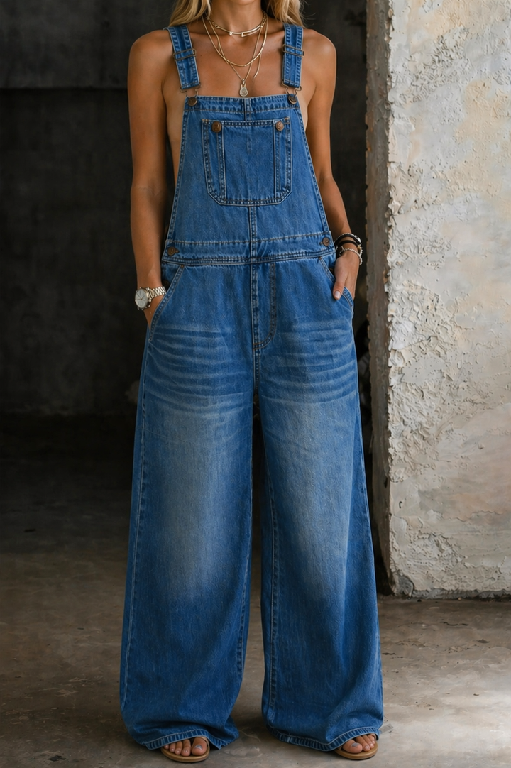 Ana - Denim Jumpsuit met Elastische Taille