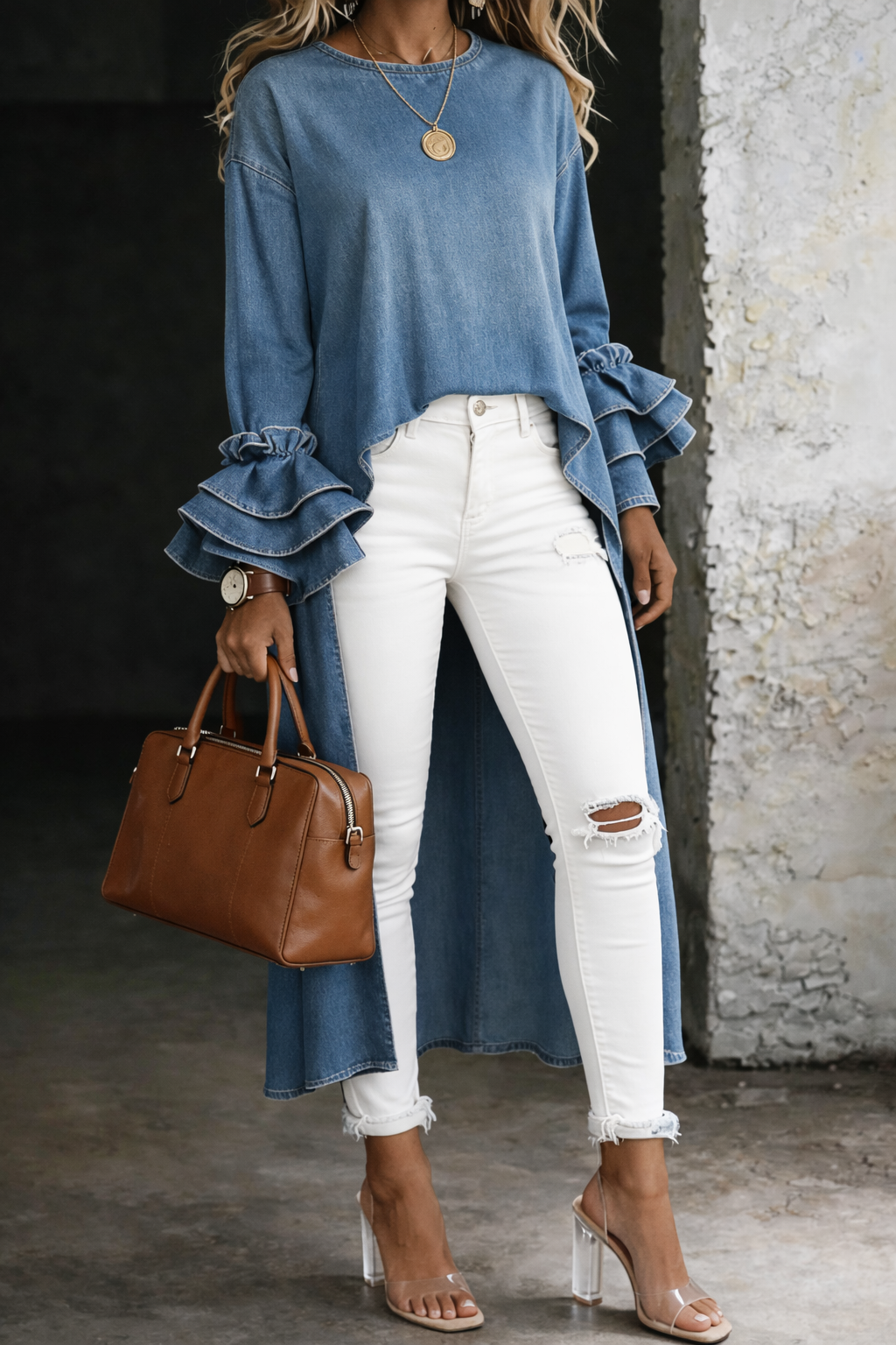 Vânia - Casual Denim Blouse