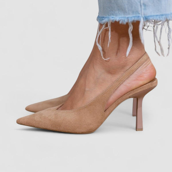 Marlena - Nude Slingback-Pumps met Fijne Hak