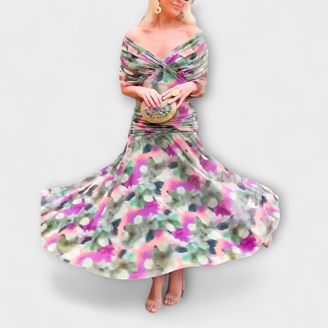 Aurora - Chic V-hals Maxikleed