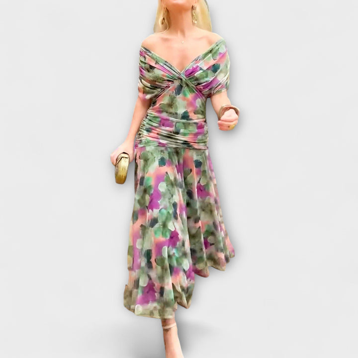 Aurora - Chic V-hals Maxikleed