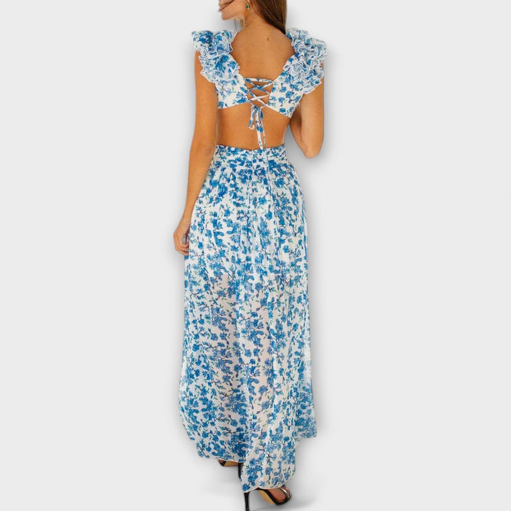 Elin - Maxikleed met Ruches en Cut-Out-Details