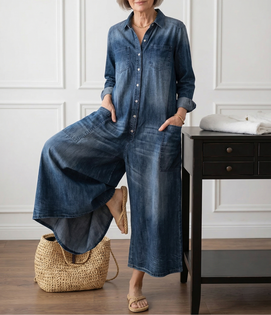 Mónica - Denim Katoenen Jumpsuit