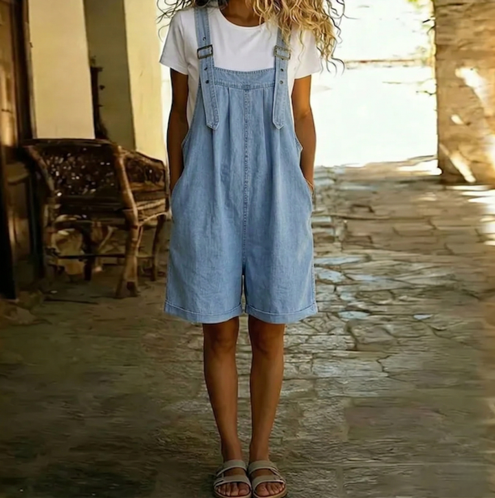 Liliana - Korte Denim Jumpsuit met Zachte Katoen Touch