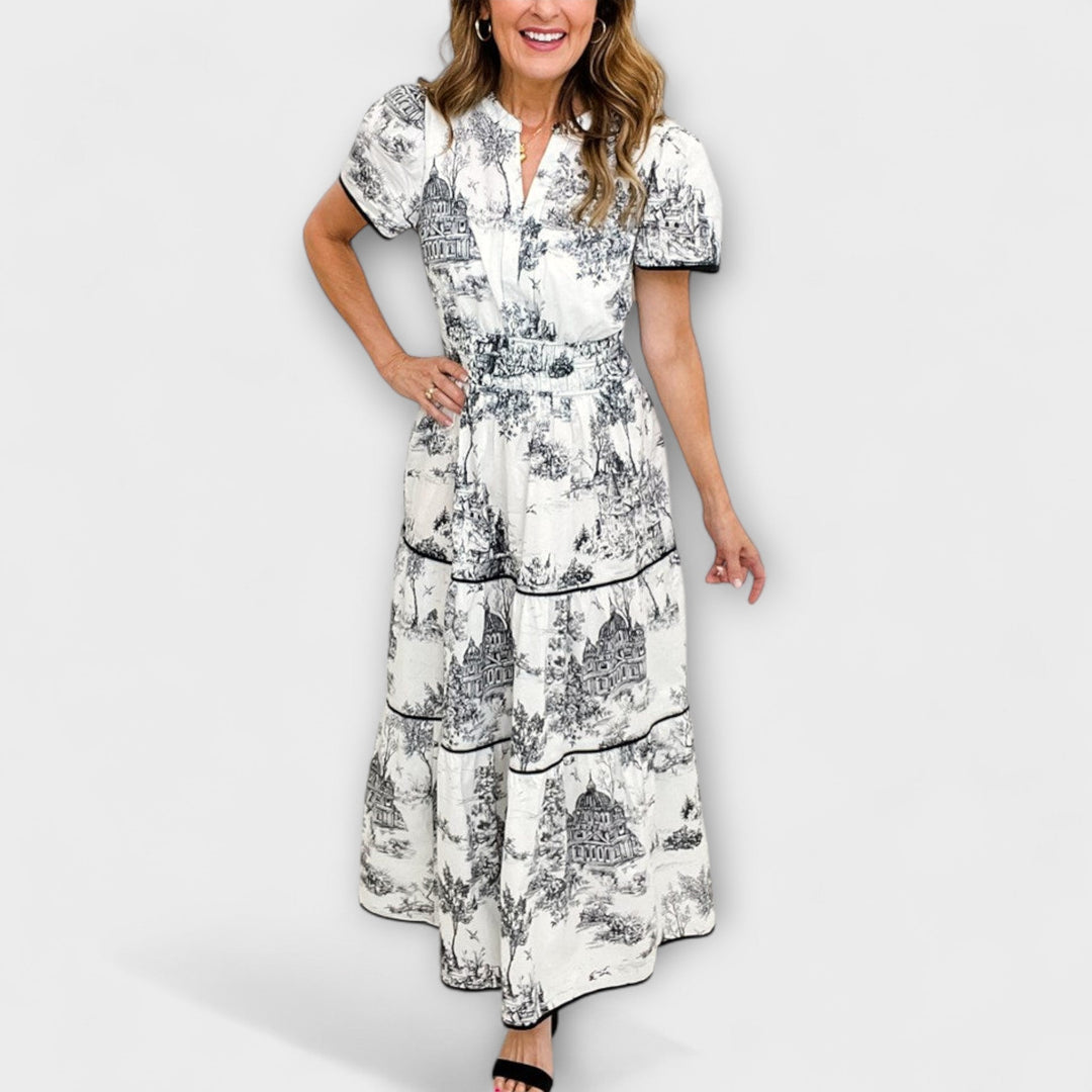 Eliza - Tijdloos Toile Maxi-jurk