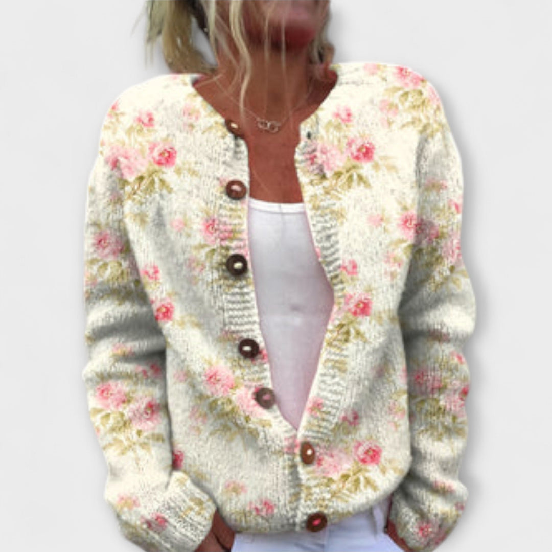 Elina – Comfortabele Bloemen-Print Cardigan