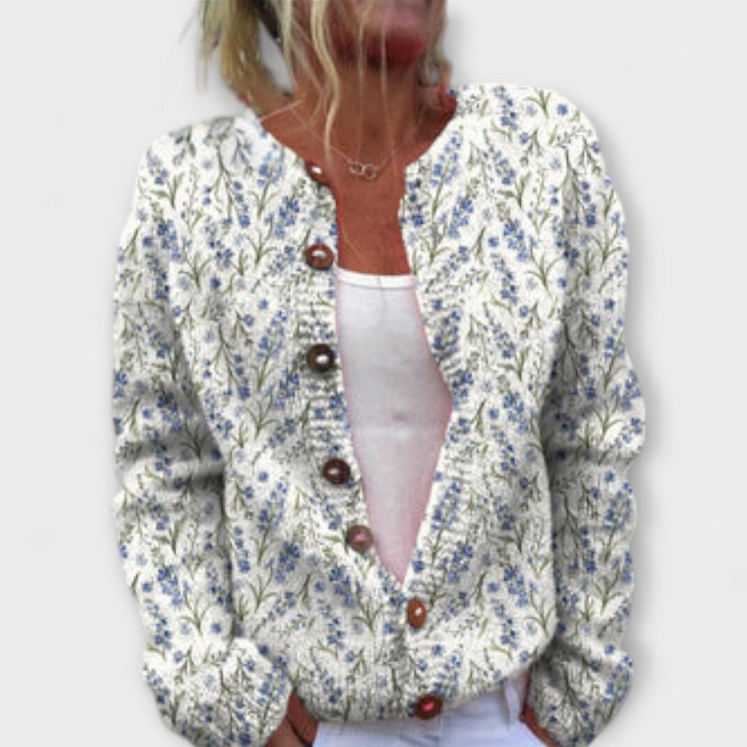 Mira – Bloemen-Cardigan van Wolmix