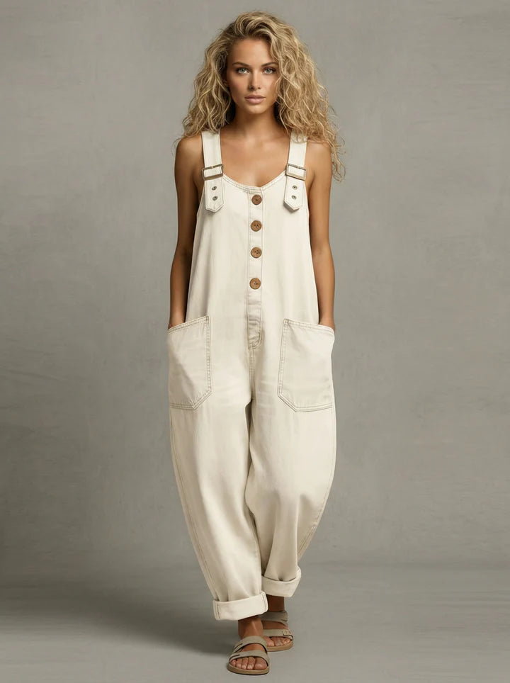 Leila - Stijlvolle Denim Jumpsuit met Zakjes