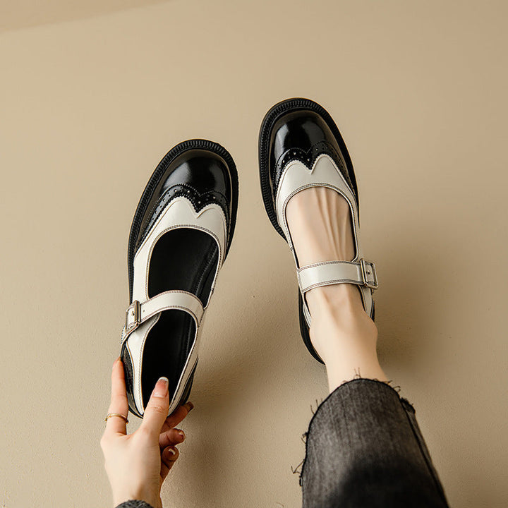 Leonie – Platte tweekleurige Mary Jane-schoenen