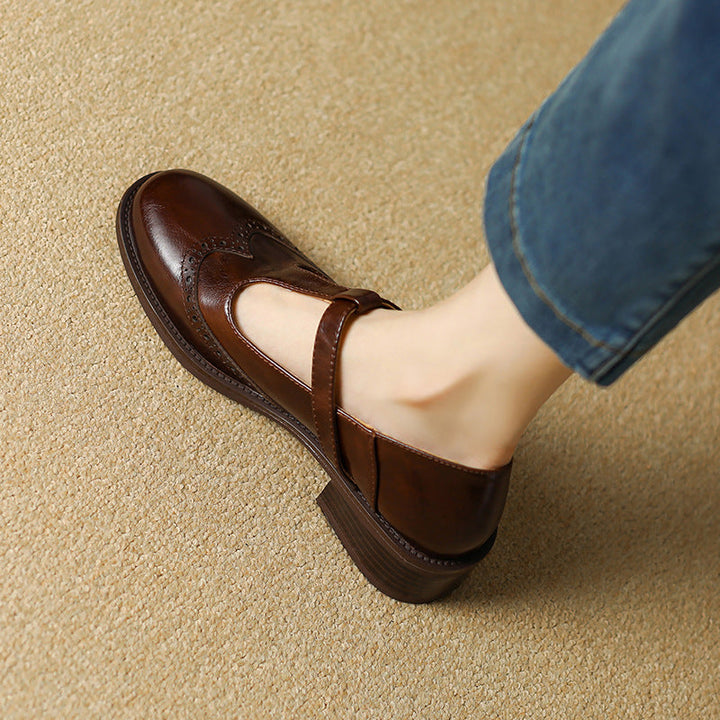 Amelie – T-bandschoenen in brogue-stijl