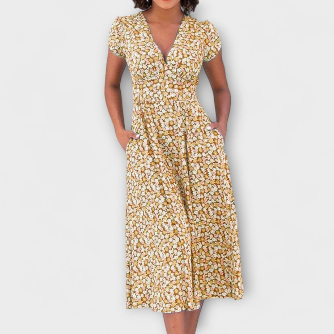 Fienna - Midi jurk met knoopsluiting