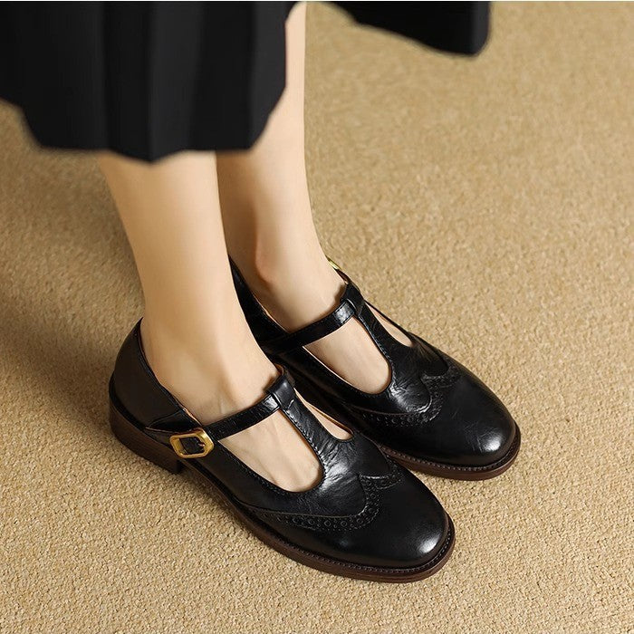 Amelie – T-bandschoenen in brogue-stijl