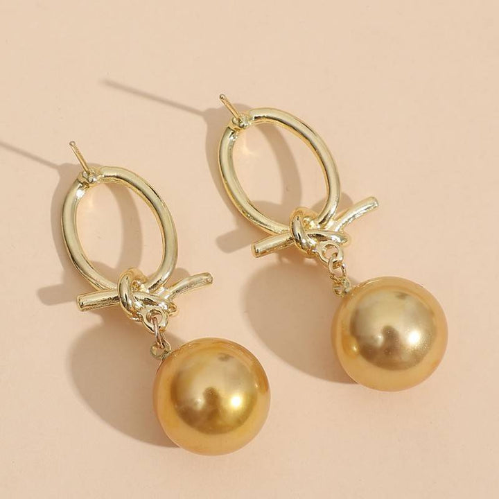 Gouden Parels Loop-Oorbellen