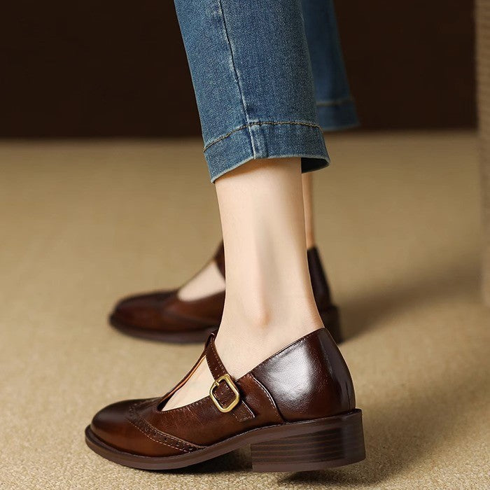 Amelie – T-bandschoenen in brogue-stijl