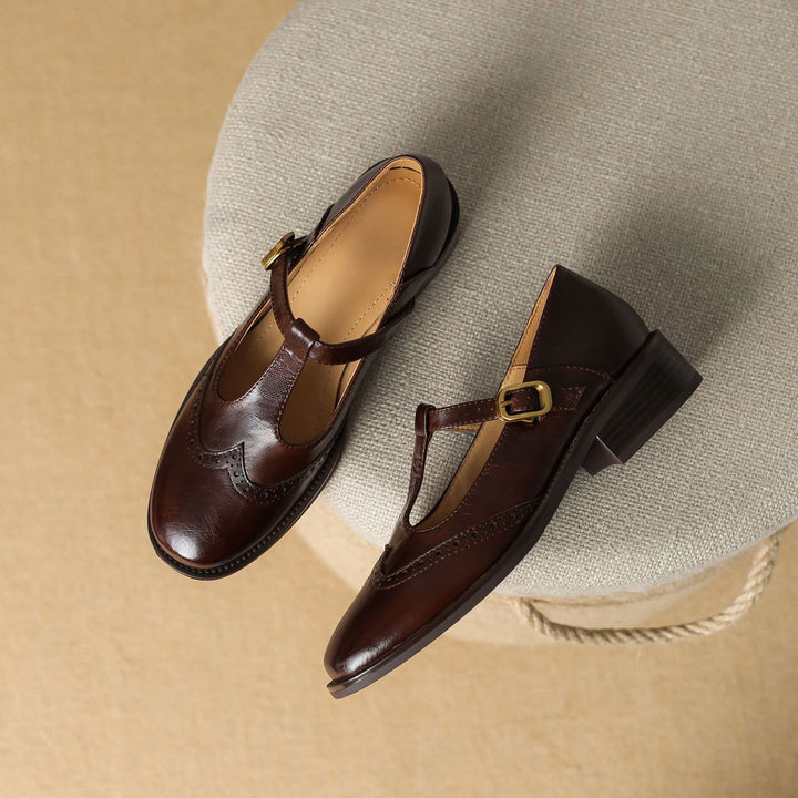 Amelie – T-bandschoenen in brogue-stijl
