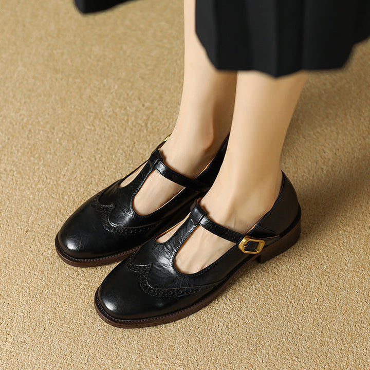 Amelie – T-bandschoenen in brogue-stijl
