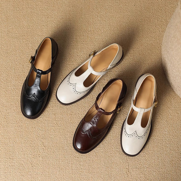 Amelie – T-bandschoenen in brogue-stijl