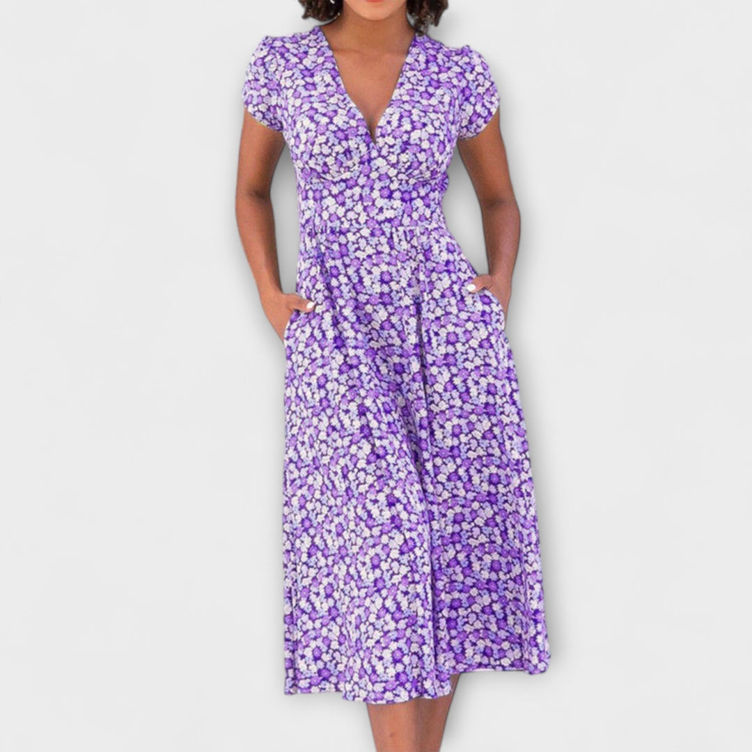 Fienna - Midi jurk met knoopsluiting