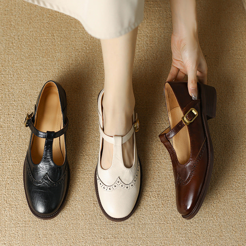 Amelie – T-bandschoenen in brogue-stijl