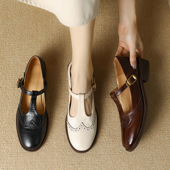 Amelie – T-bandschoenen in brogue-stijl