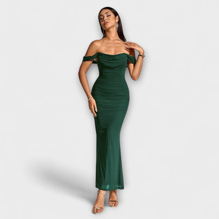 Ione - Off-Shoulder Rimpel Bodycon Jurk