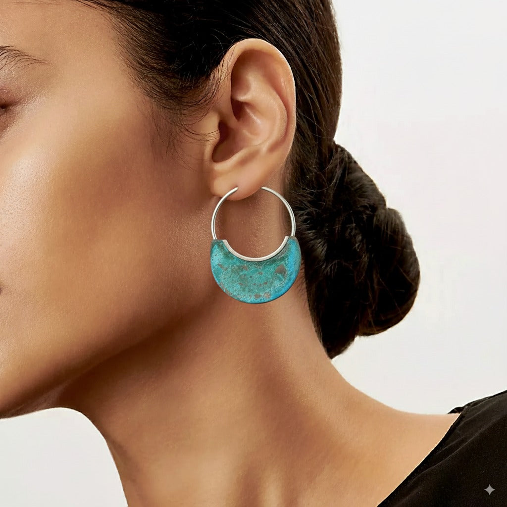 Vintage-versleten Turquoise Oorbellen