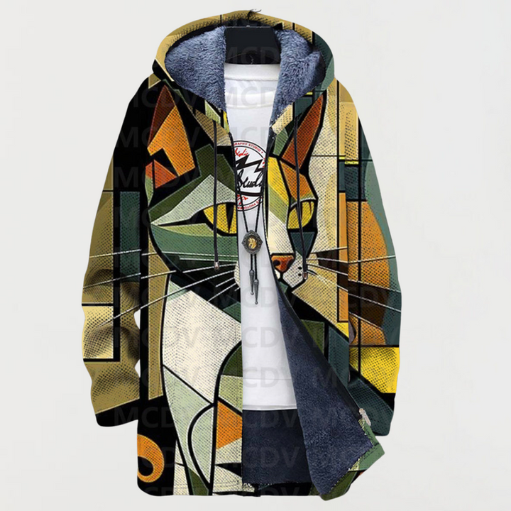 Leonie – Jas met geometrisch kattenpatroon