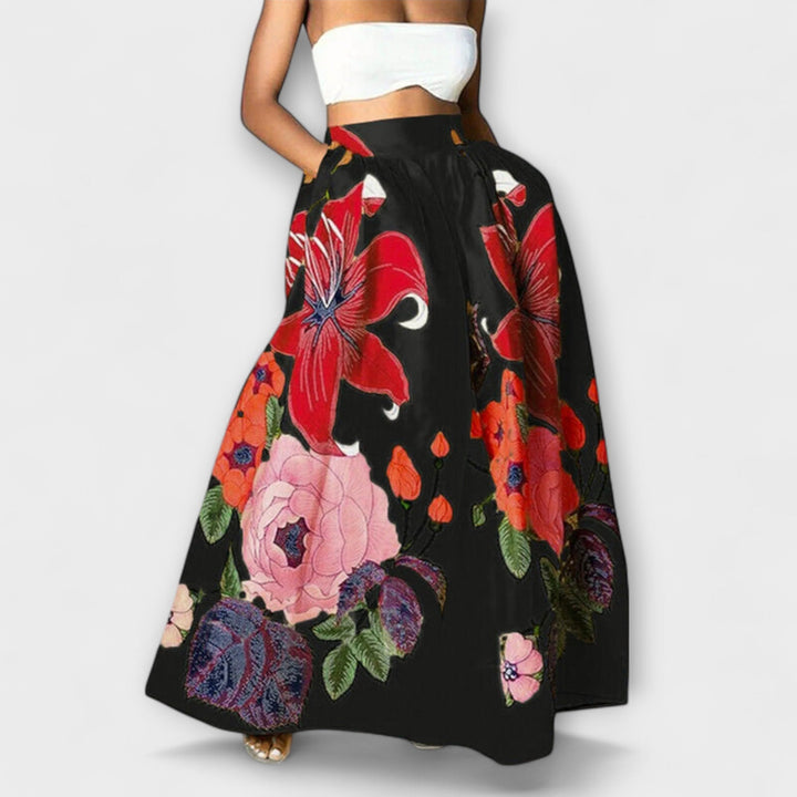 Ysolda - Schitterende Hoge Taille Bloemenprint Rok