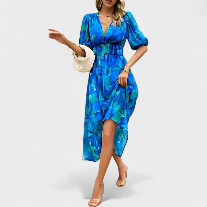 Clara - Elegante Bloemen Midi-Jurk