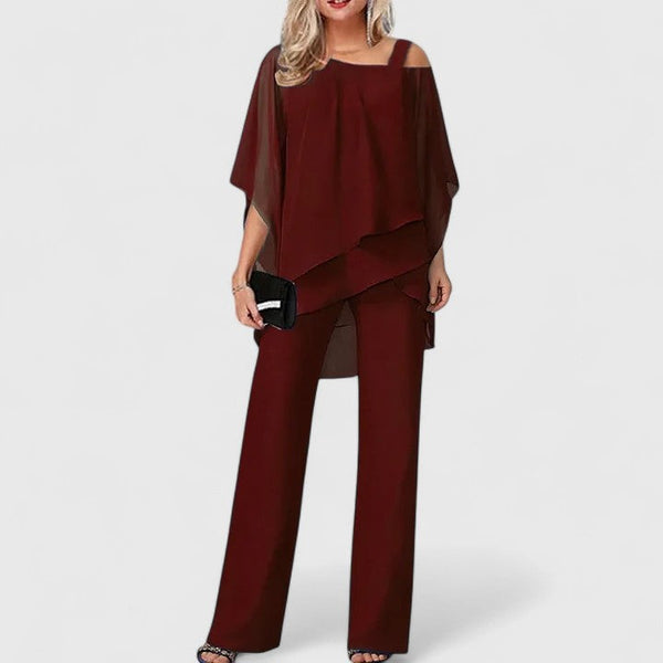 Suri | Set met wijde broek en gedrapeerde top voor dames